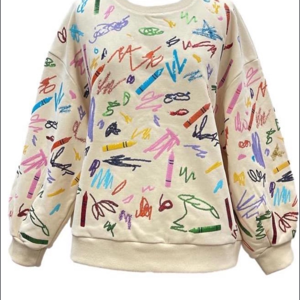 QUEEN OF SPARKLES Crayon Squiggle sweatshirt